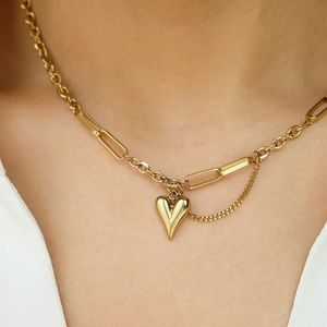 Heart Link Layer Necklace | Gold Plated Stainless Steel